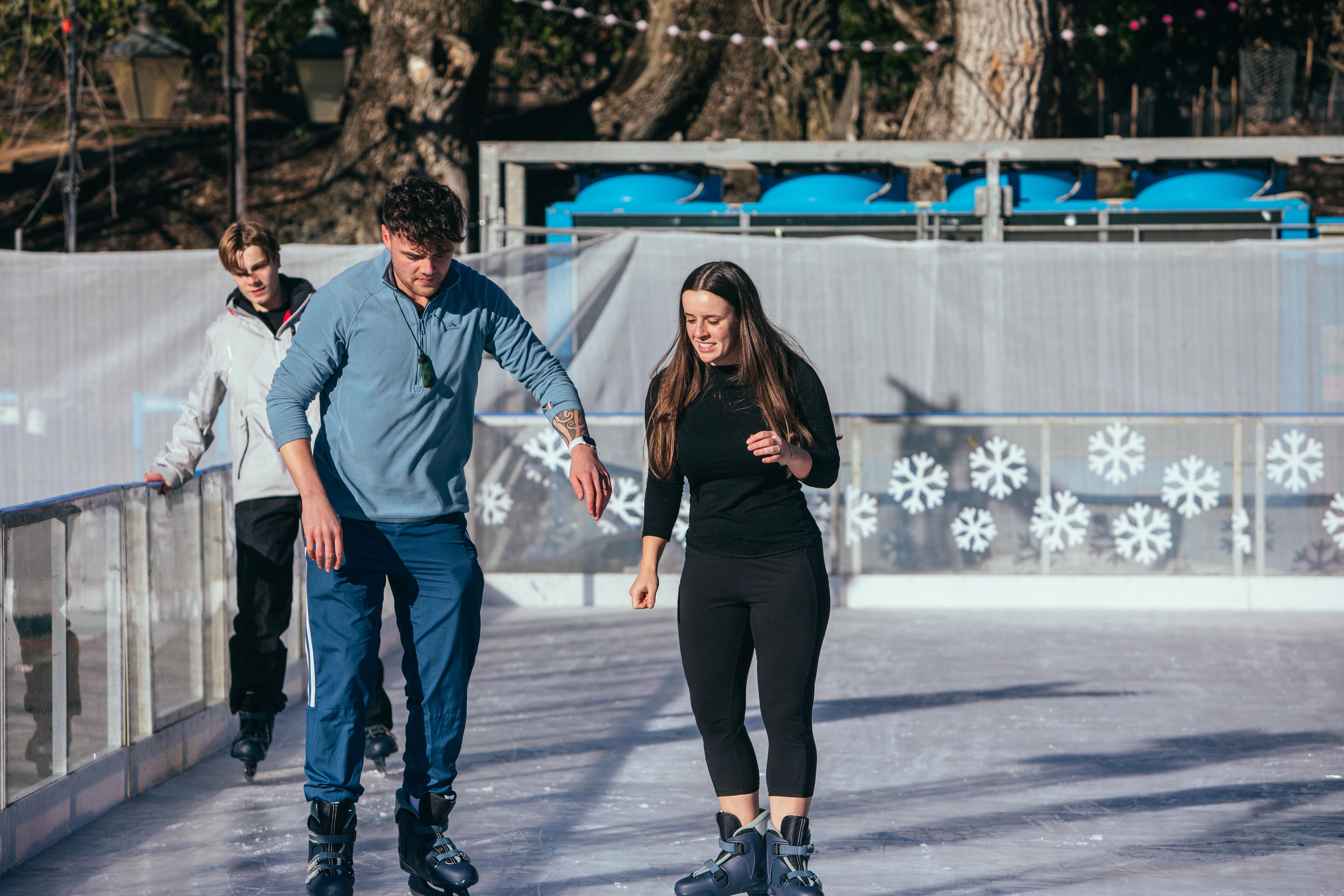 Auckland newlyweds Janai & Lauren Randall spend the last day of their honeymoon skating on...