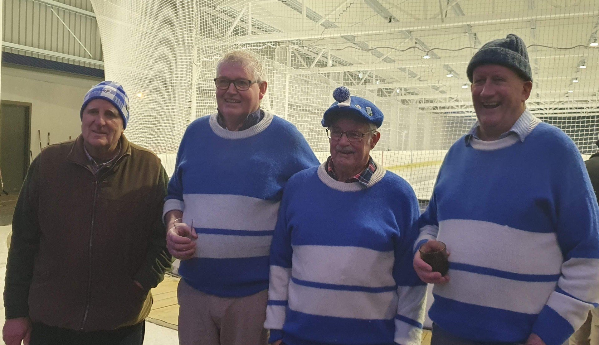 Celebrating after winning the Macrae Trophy earlier this month are Gore No 1 curling team members...