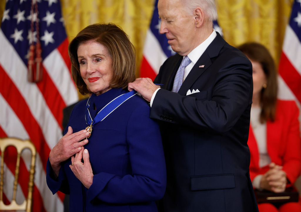 President Joe Biden awards the Medal of Freedom to former Speaker of the House Nancy Pelosi ...