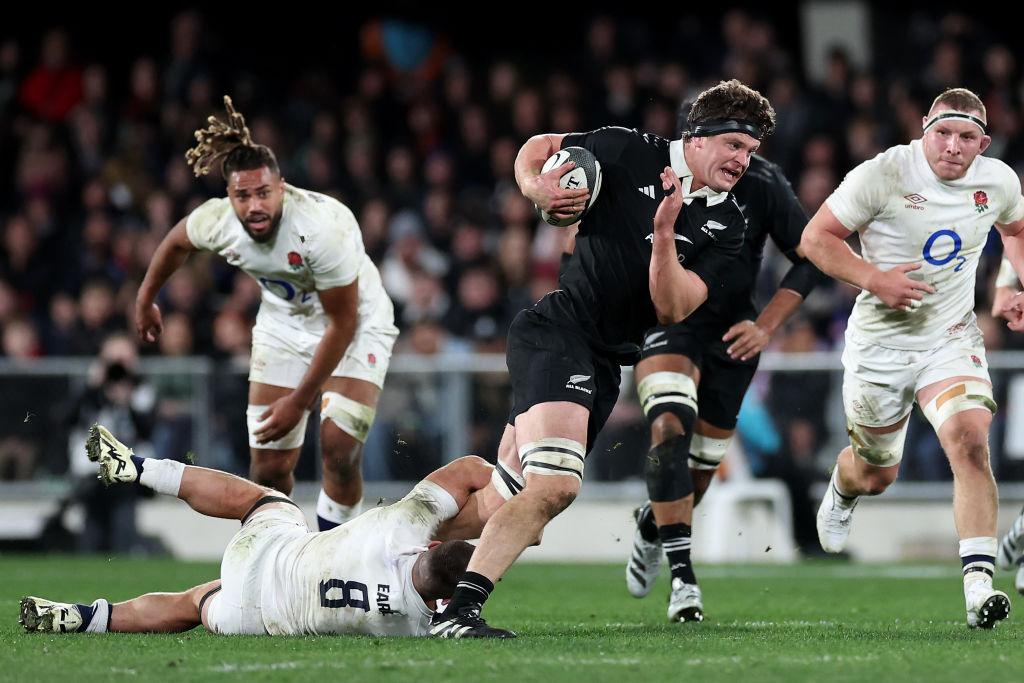 All Blacks captain Scott Barrett on the charge. PHOTO: GETTY IMAGES