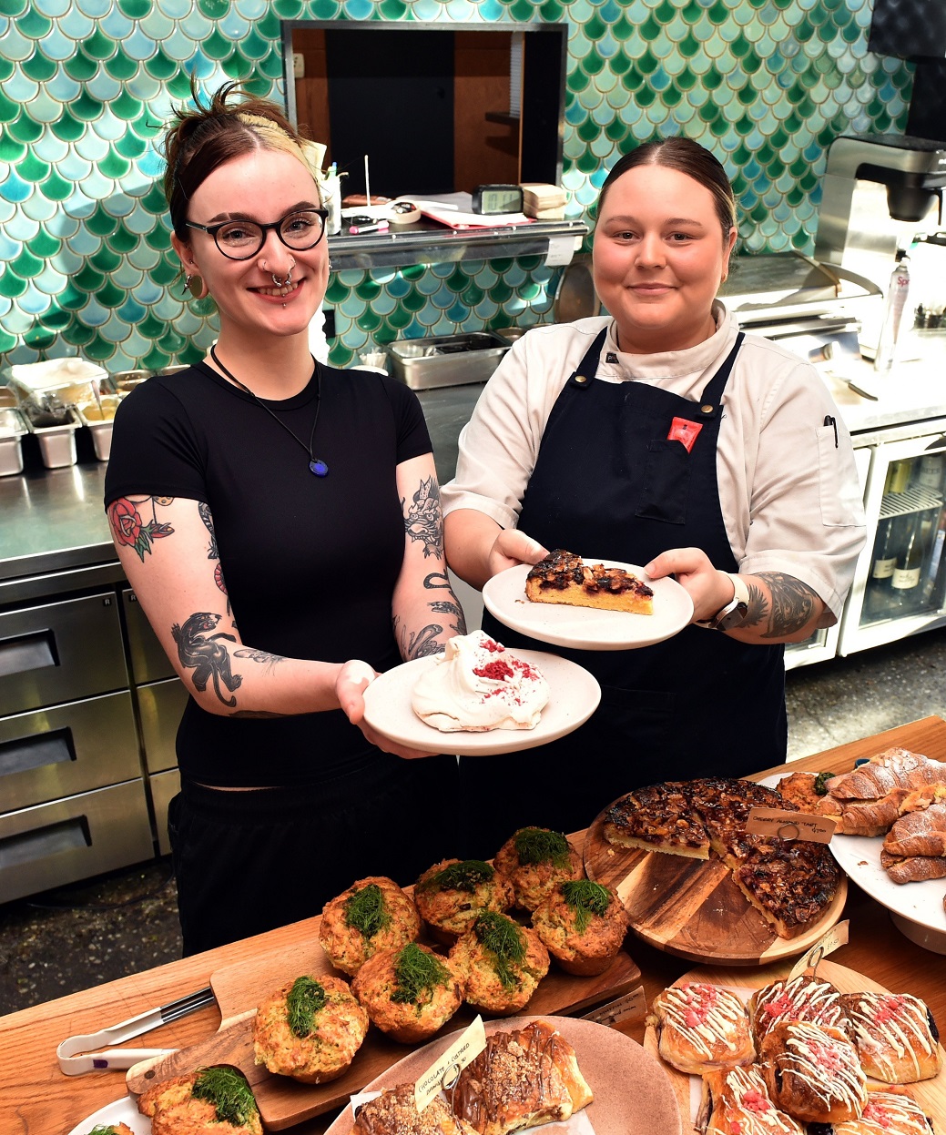 Sam Sinclair (right) and Jasmine Lee, chefs at Heritage Coffee in Dunedin, love working together...