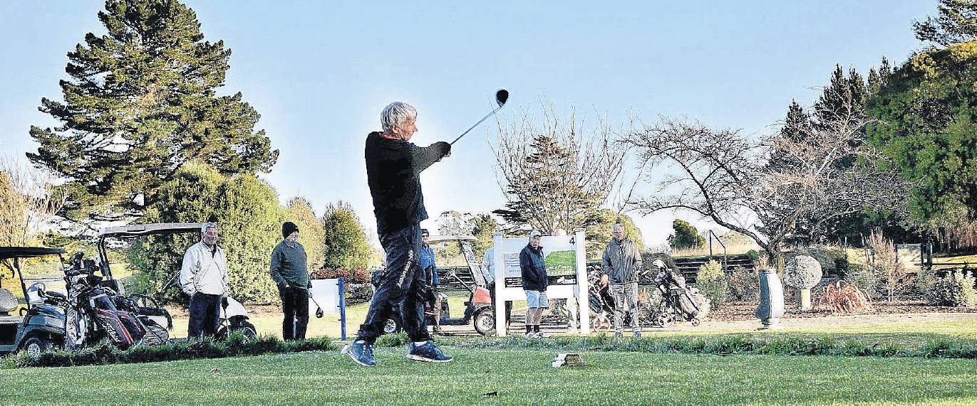 Ron Adams, vice club captain and life member of the Kaiapoi Golf Club, teeing off. PHOTO: SHELLEY...