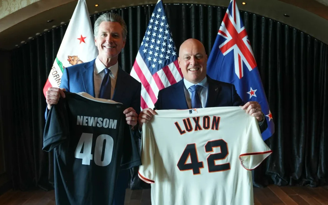 Prime Minister Christopher Luxon meets with California Mayor Gavin Newsom. Photo: X/Christopher...