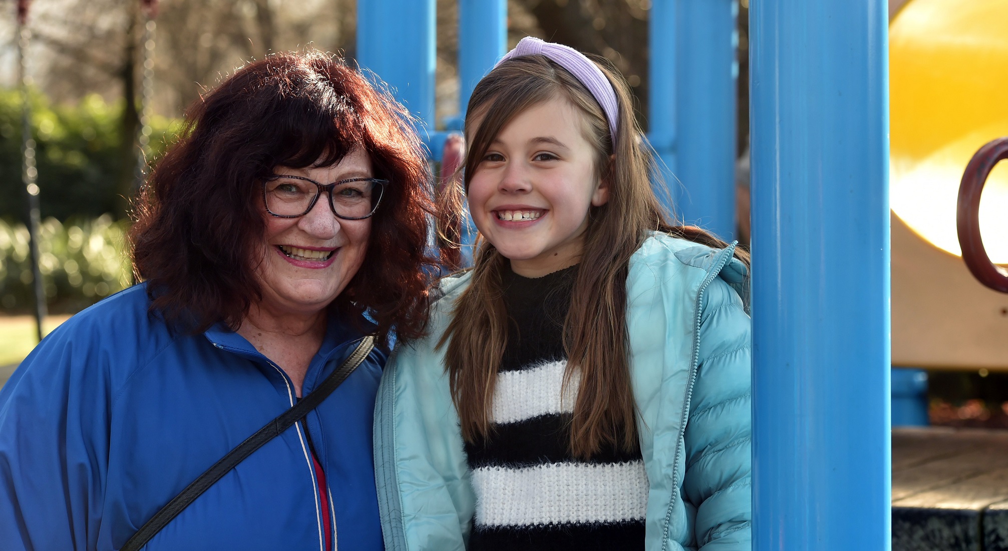 Fresh off the flying fox is Keira Goodman, with her grandmother Louise Mcintosh.