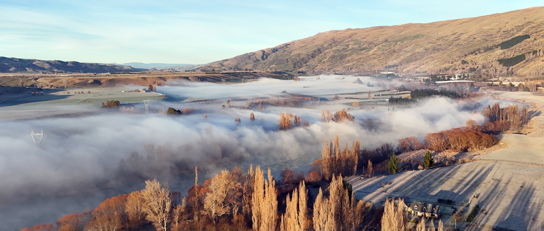 Fog hangs low above the Clutha River in the Teviot Valley near the Roxburgh Dam this week. PHOTO:...