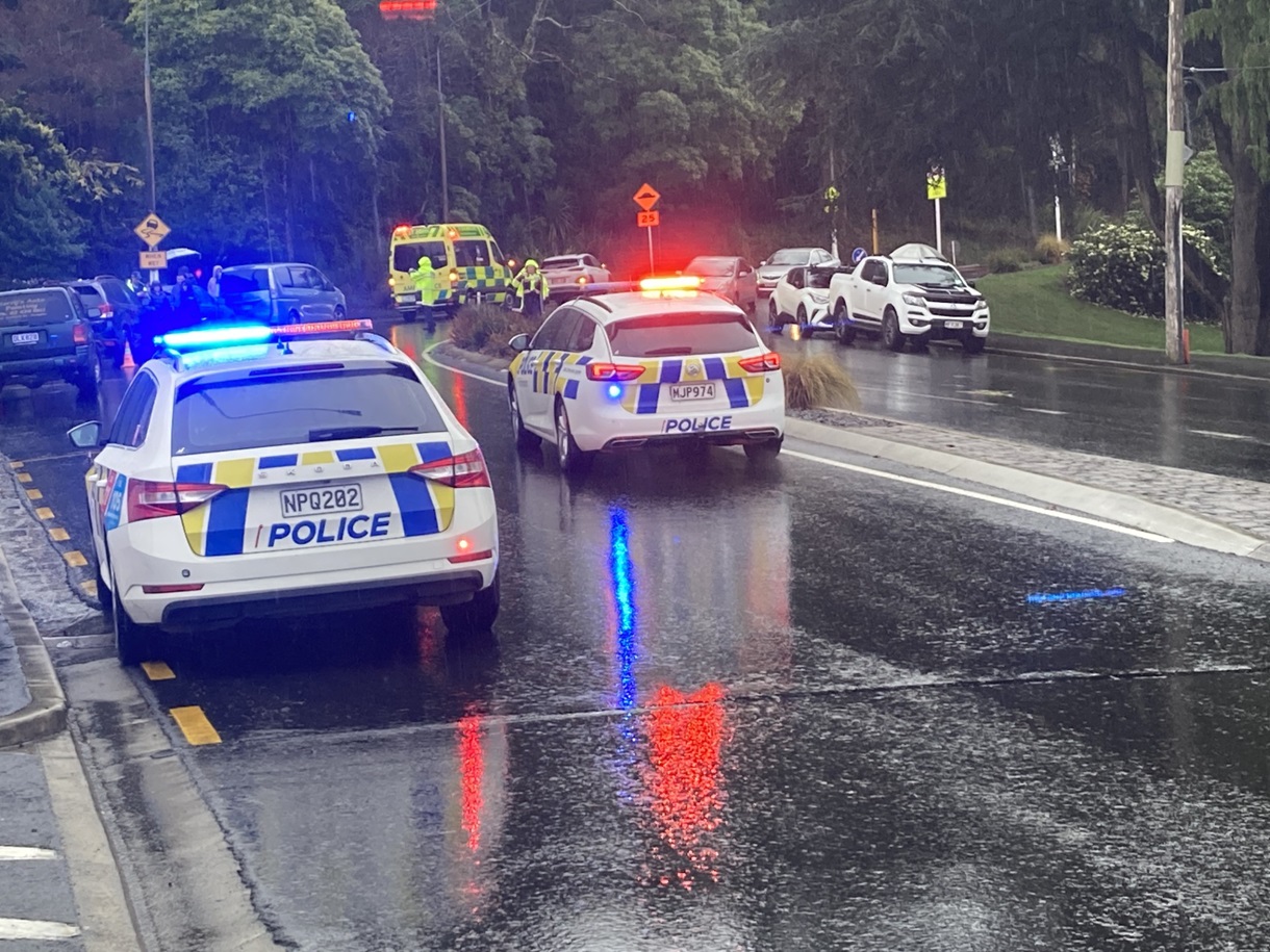 Emergency services at the crash scene on Monday afternoon. Photo: Stephen Jaquiery