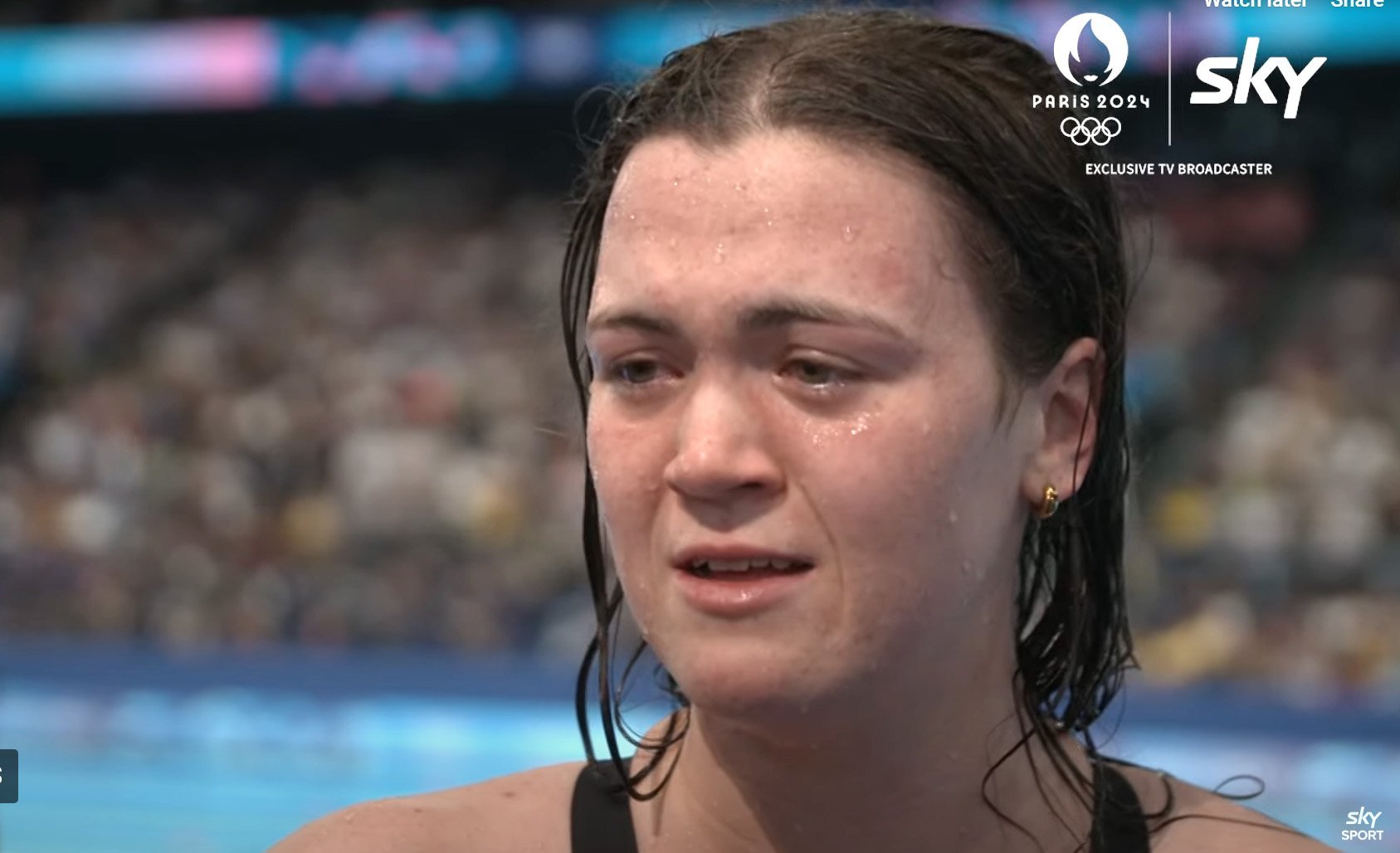 Dunedin swimmer Erika Fairweather wells up after placing fourth in the women’s freestyle 400m...