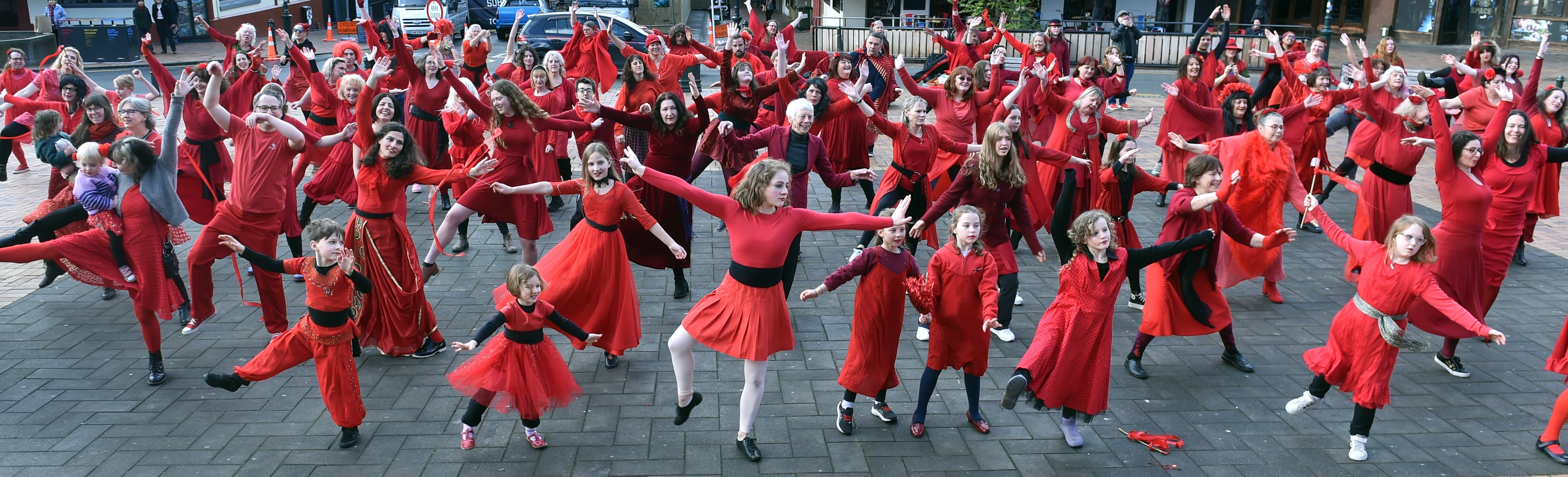 Dunedin contortionist June Ward, 15 (front, centre), leads the troops at the annual "Most...