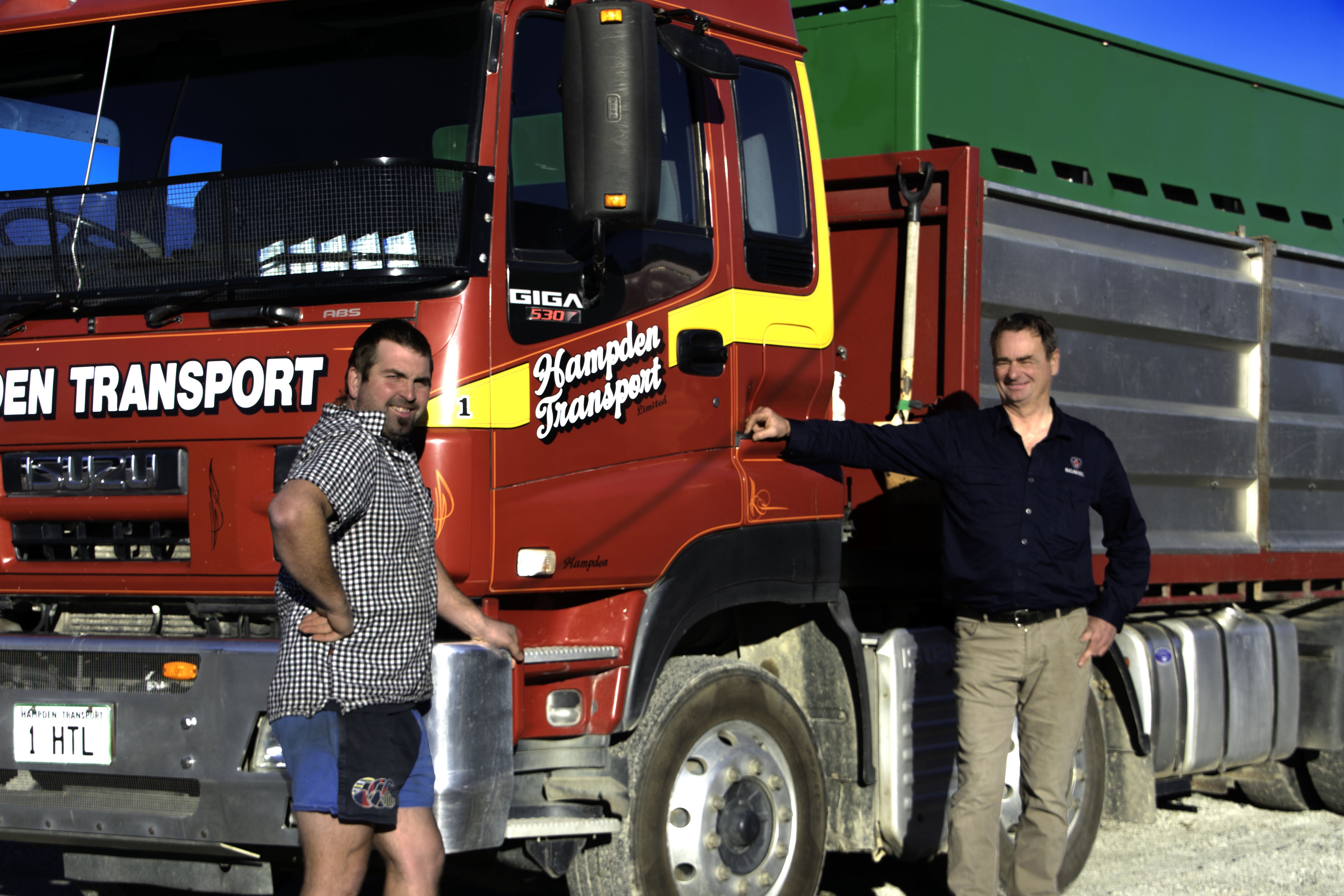 Hampden Transport’s new owner Kelvin Johnston (left) with John McCone, who will continue with the...