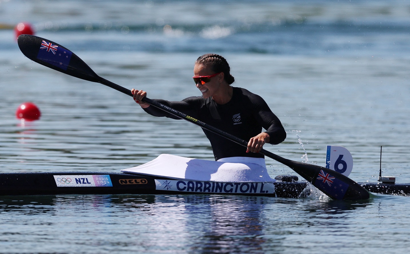 Dame Lisa Carrington in action in the K1 500m final. Photo: Reuters