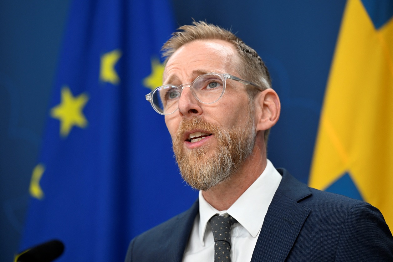 Jakob Forssmed, Sweden's Minister for Social Affairs and Public Health, speaks during a press...