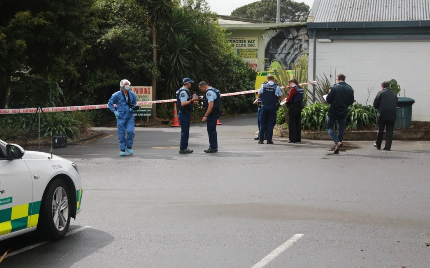 Emergency services at the scene in the Auckland. Photo: RNZ