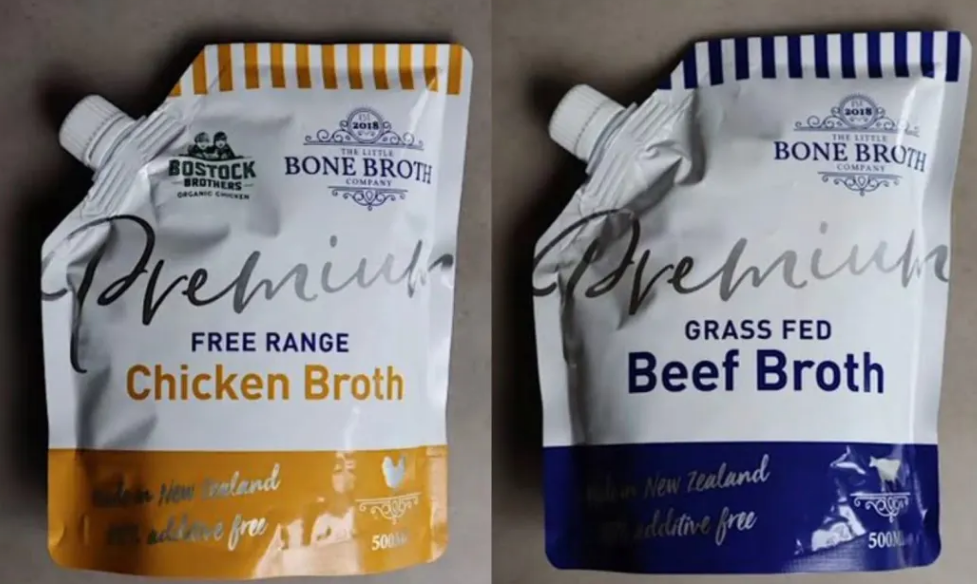 Two of the products by The Little Bone Broth Company being recalled. Photo: MPI 