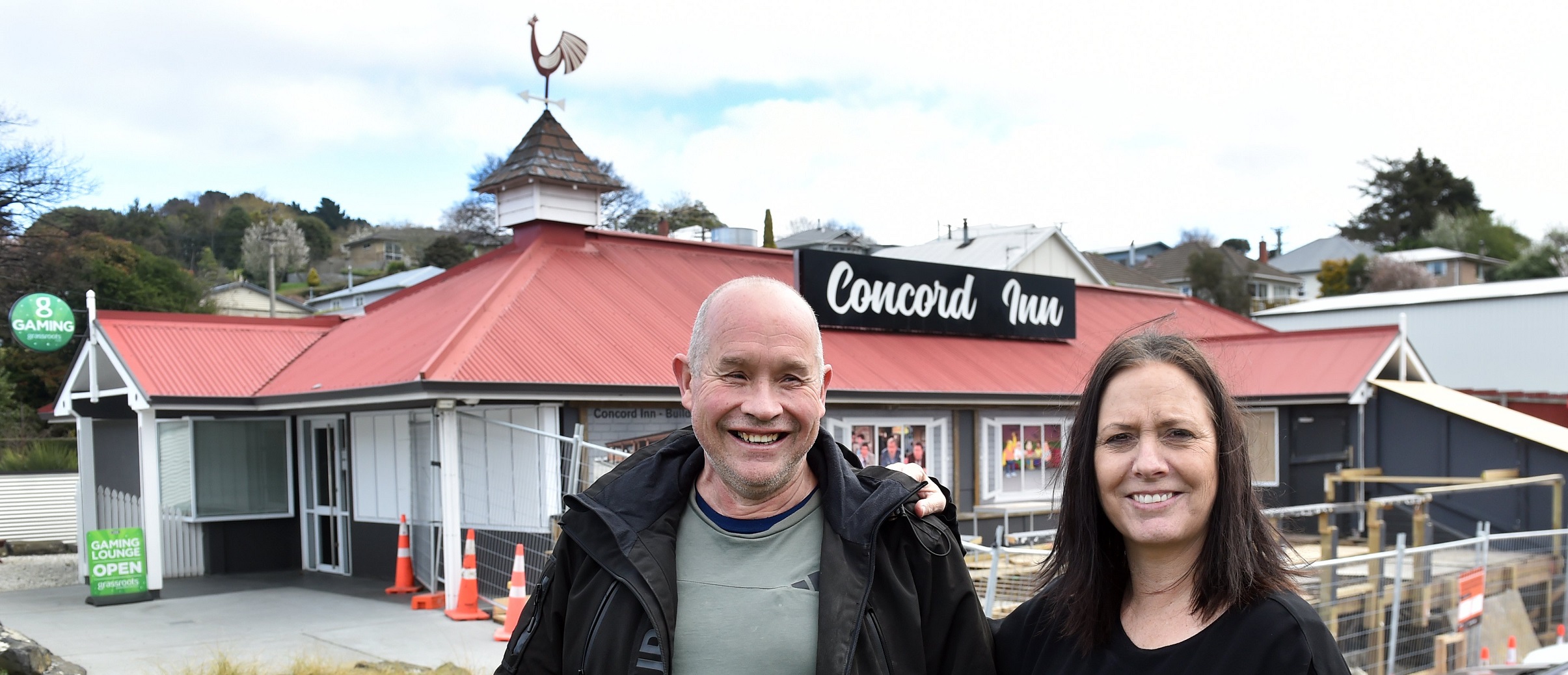 Concord Inn co-owners Warren Bremner and Jane Downing stand in front of the establishment, in...