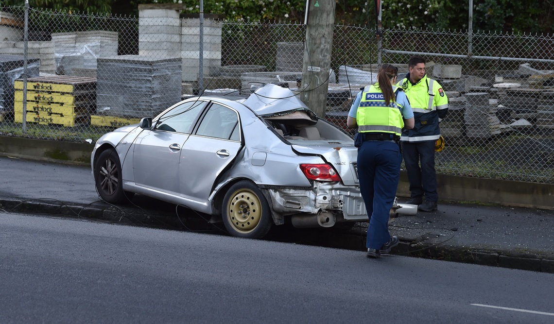 Emergency services at the scene yesterday. Photo: Peter McIntosh