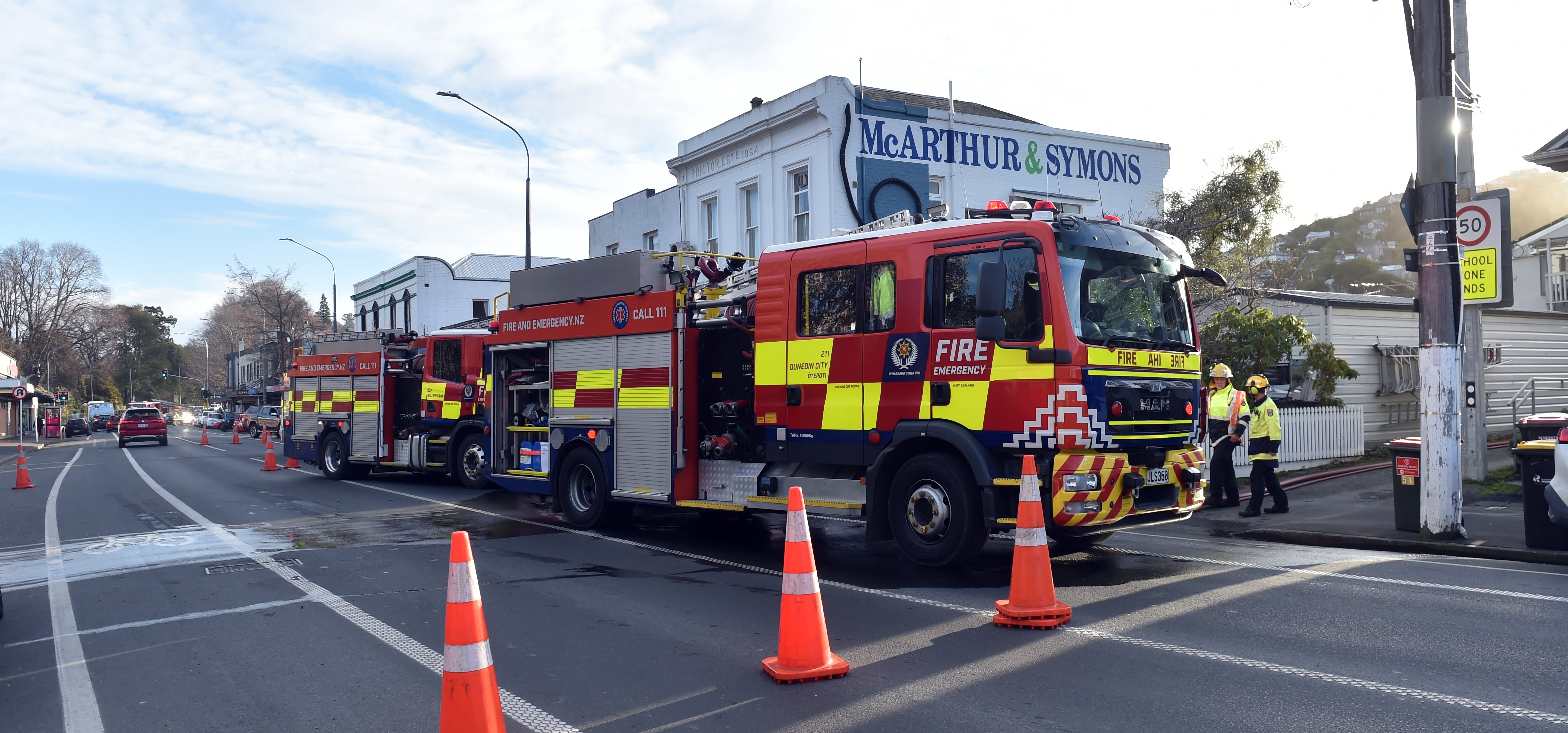 A fire appliance at the scene. Photo: Peter McIntosh