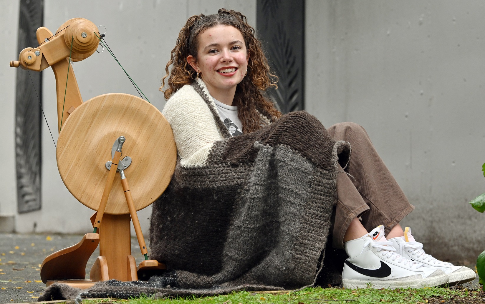 WoolOn competition entrant and University of Otago first year student Isabella Miscisco with her...