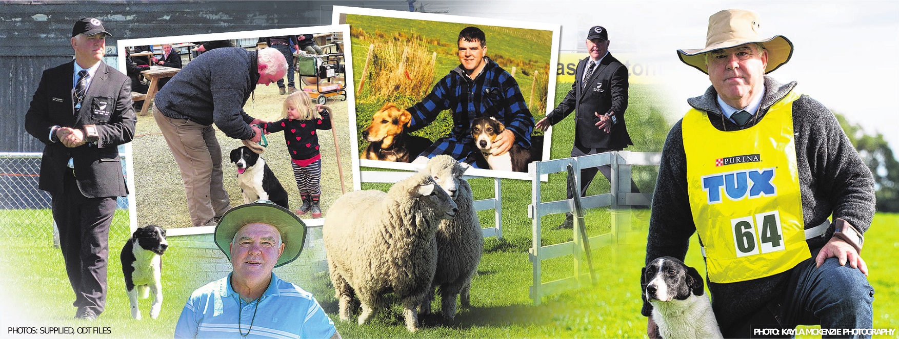 Clockwise from left, New Zealand team captain Neil Evans and dog Tess make their way around the...