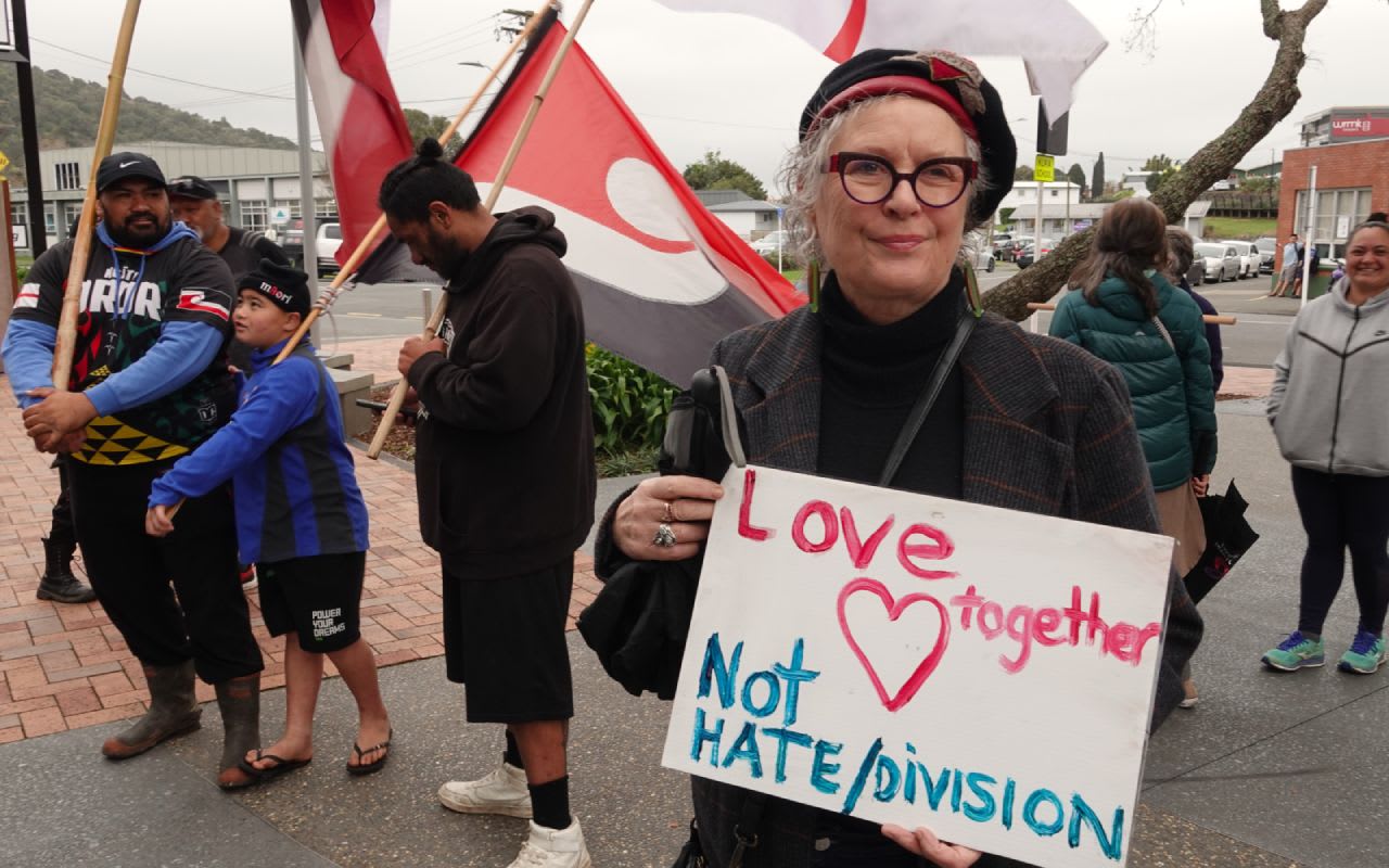 Whangārei resident Jenni Moore gathered with Māori ward supporters before her local council voted...