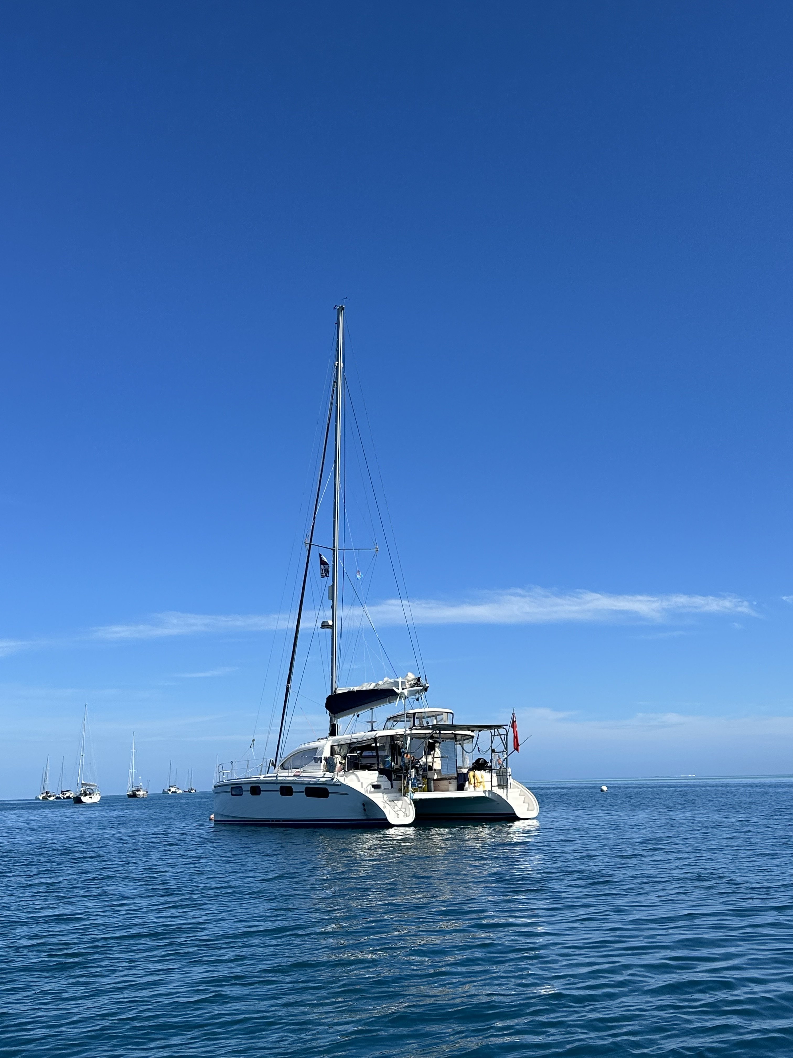 Herlihy home . . .The 14m catamaran Counting Stars, where the Herlihy family lived for two months...