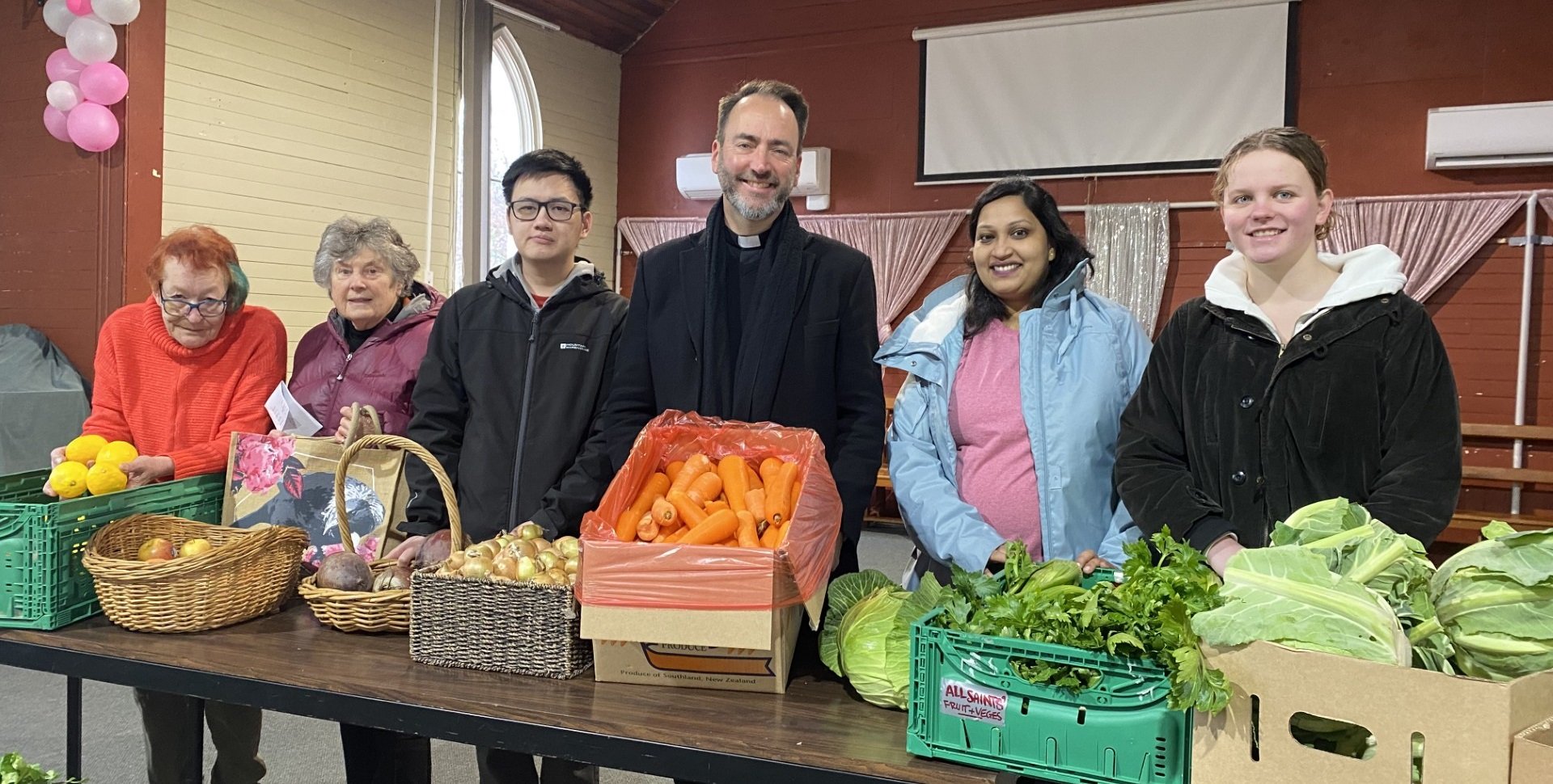 All Saints Fruit & Veges scheme volunteers (from left) Glennys Faulds, Ruth Doig, Susanto Tan,...