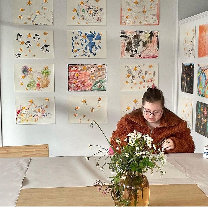 Artist Darcie Preston at work in the Studio2 community art space. Photo: supplied