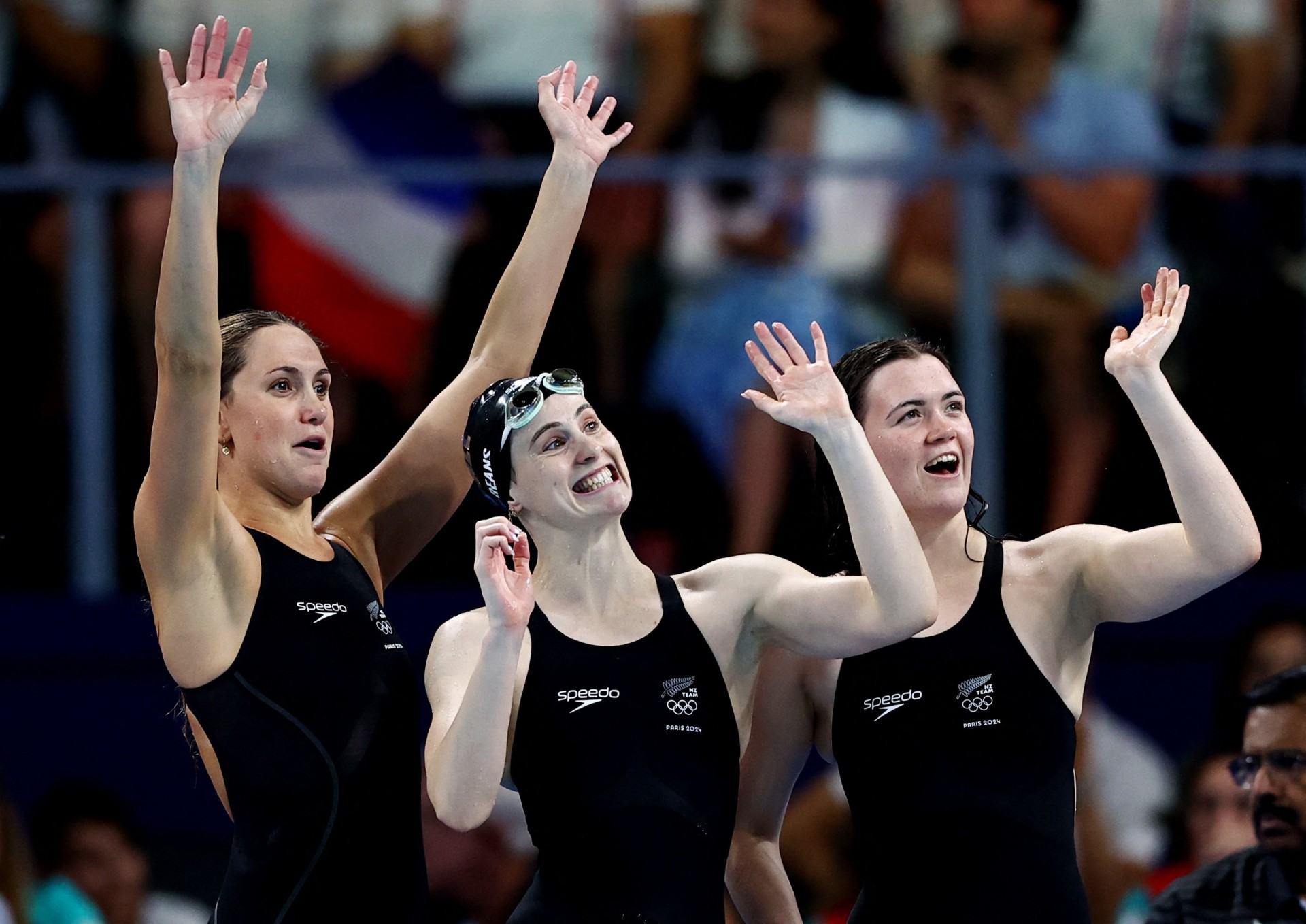 From left: Eve Thomas, Caitlin Deans and Erika Fairweather. Photo: Reuters 