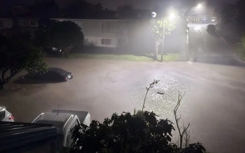 Flooding in Whitby, in Porirua. Photo: Matt OIiver / supplied