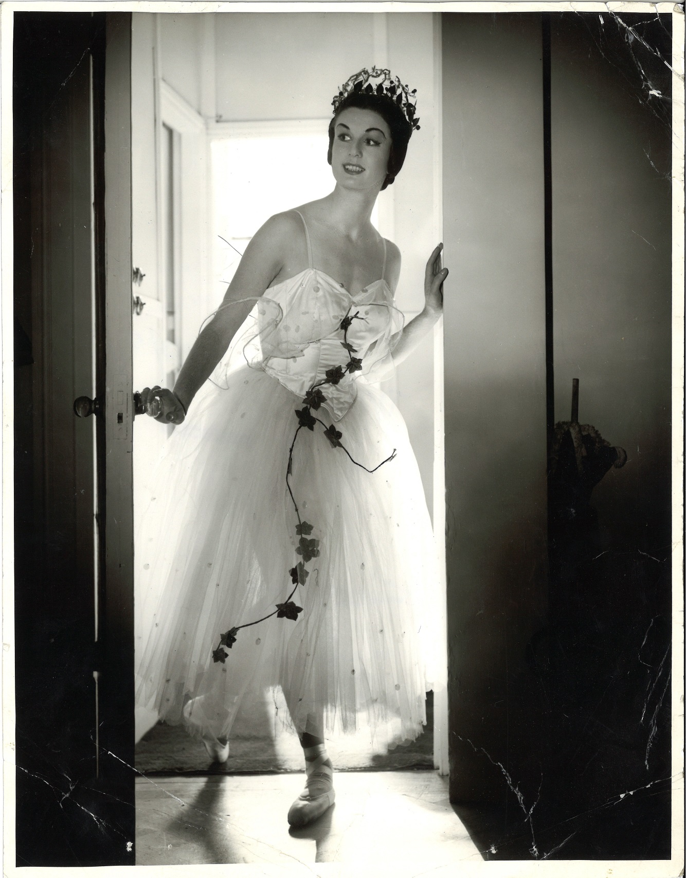 Rowena Jackson leaves her dressing room before going on stage to dance the role of the Queen of...