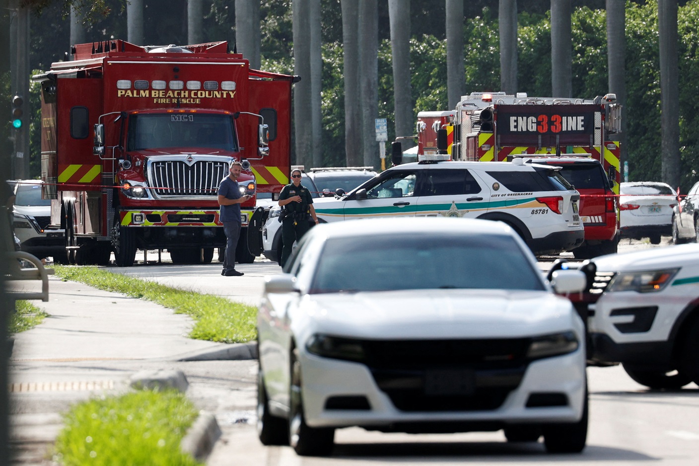 Emergency services at the scene in West Palm Beach, Florida. Photo: Reuters