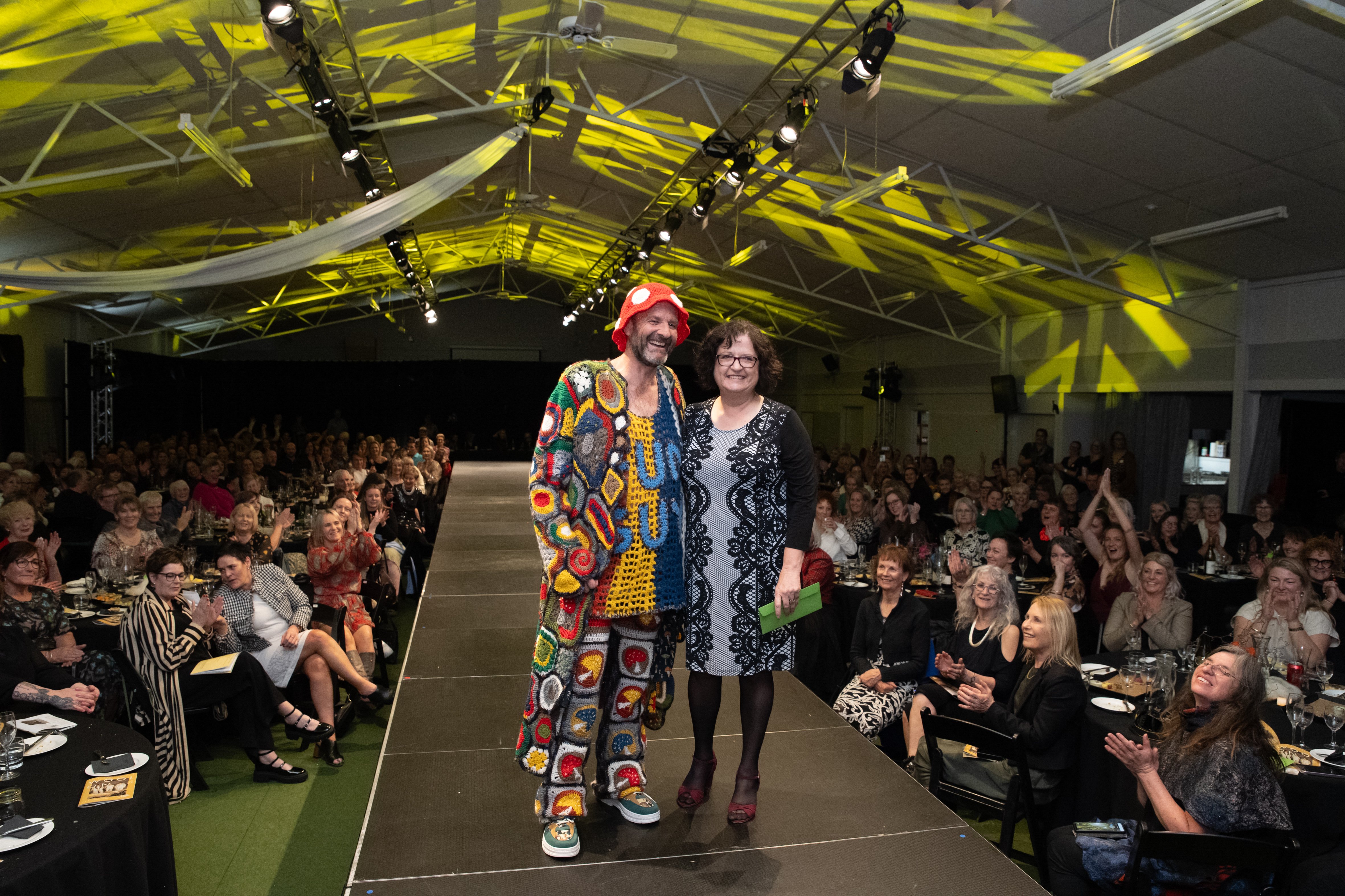 Supreme WoolOn award winner Allison MacKay, of Masterton, with her creation, 'Mr Fungi', modelled...