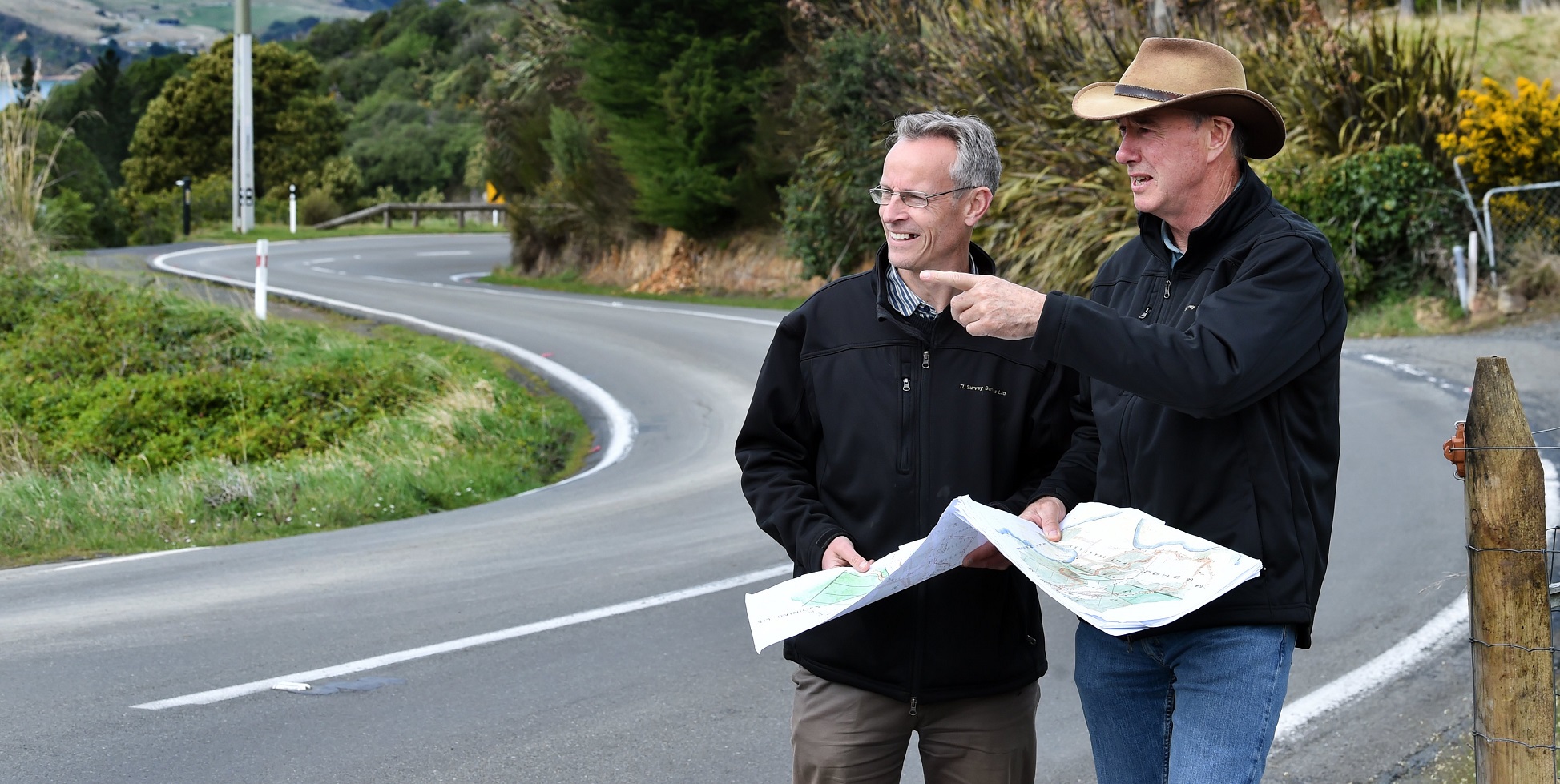 TL Survey Services Ltd manager and licensed cadastral surveyor Mark Geddes (left) and senior...