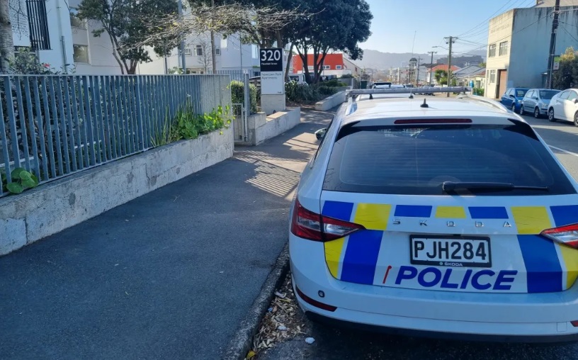 Police at the scene on Tuesday afternoon. Photo: RNZ 