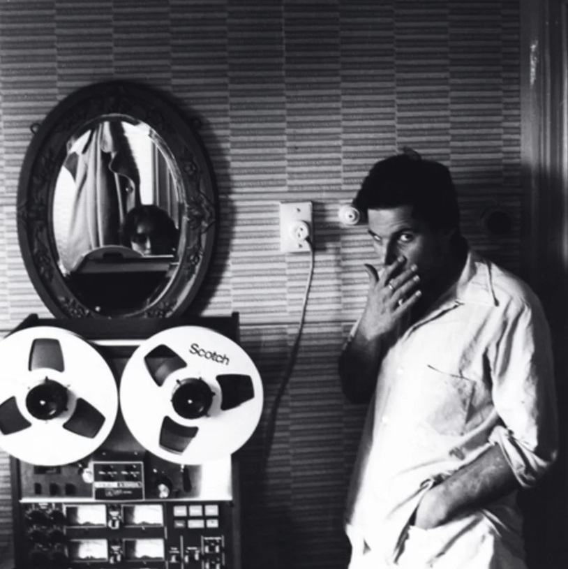 Chris Knox with a TEAC 4-track. Doug Hood is in the mirror. Photo: Alec Bathgate/Audioculture