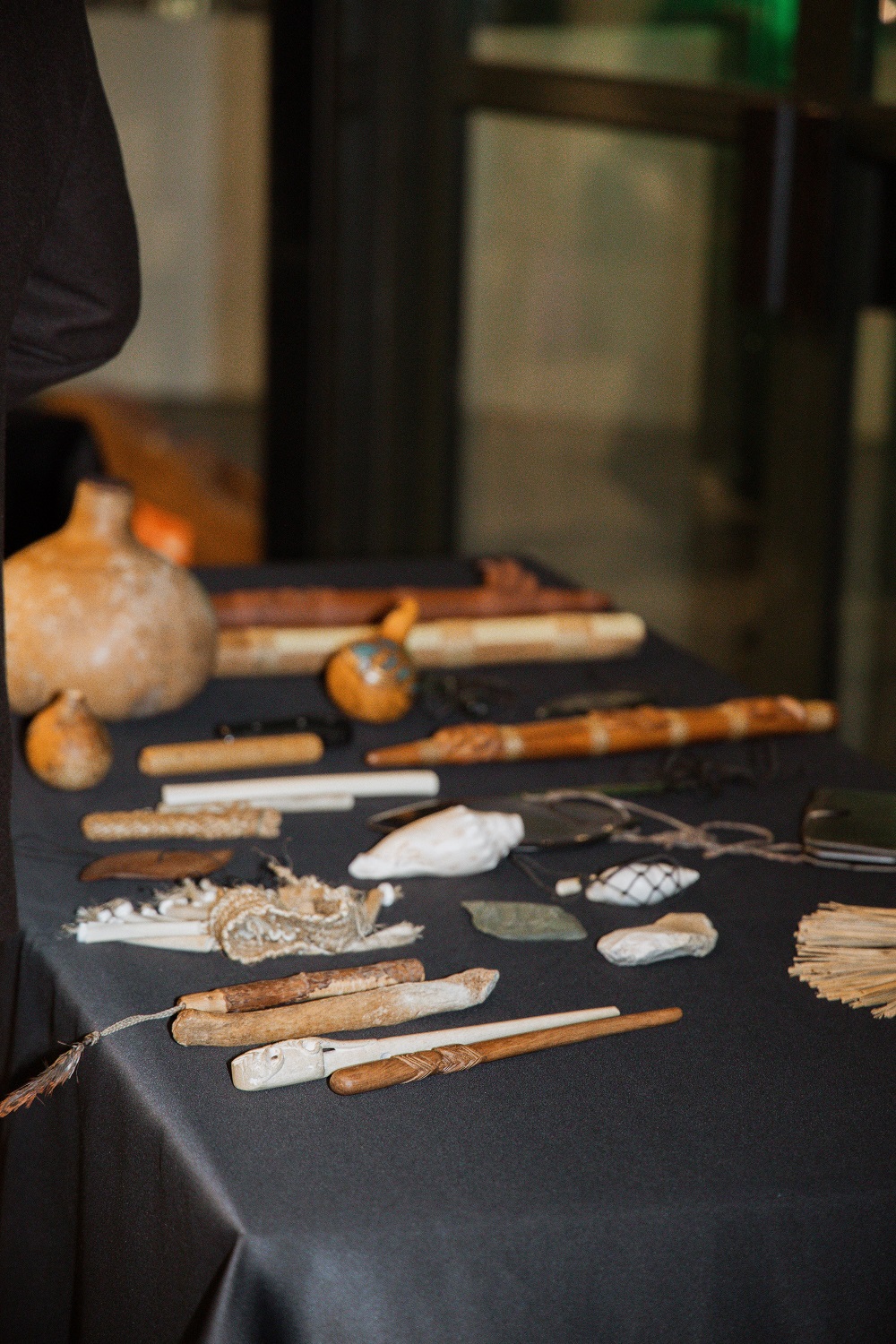 A selection of instruments made from materials from Rēkohu. Photo: Ashleigh Ryan