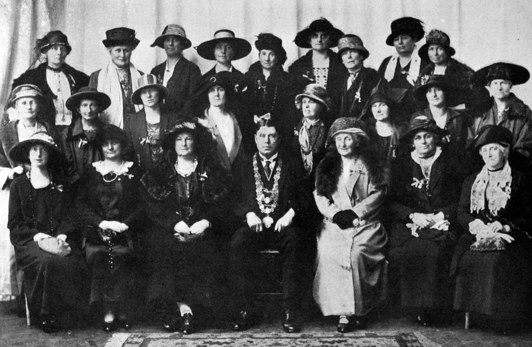 Delegates to the conference of the National Council of Women, held in Dunedin, pose with the city...