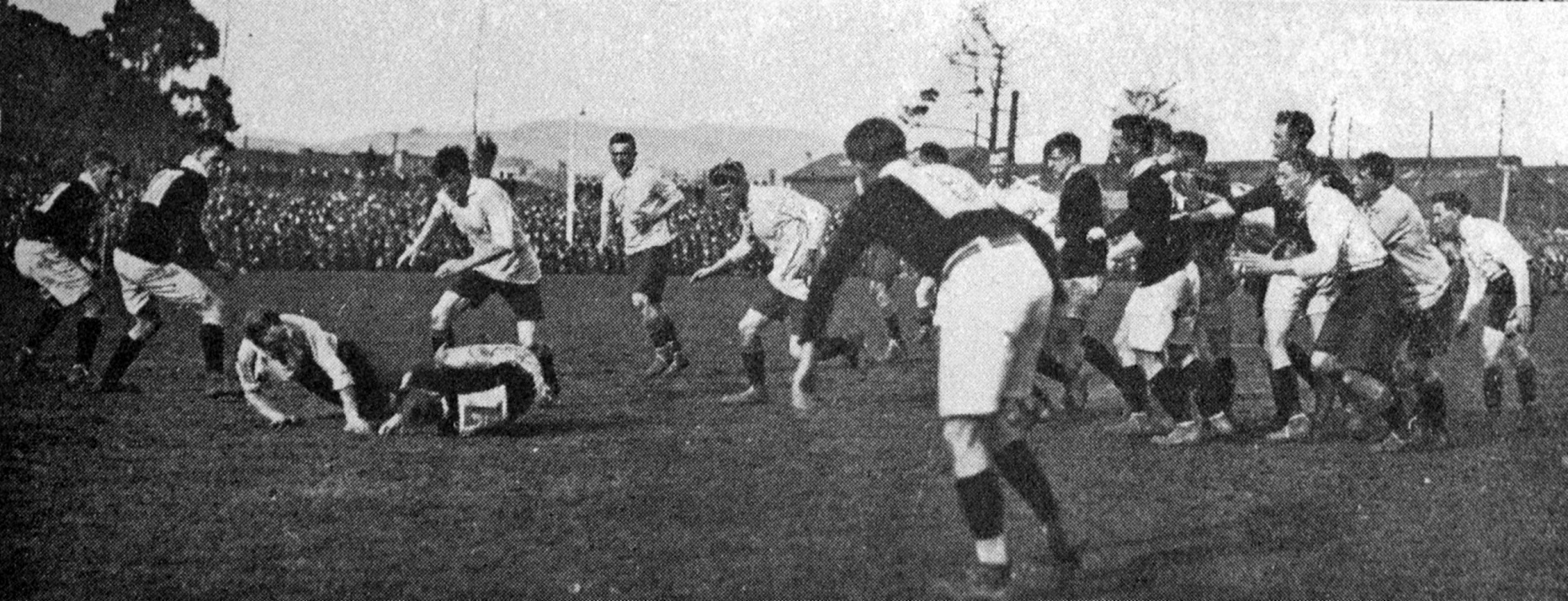 Warwick (Wellington) and Pennycook (Otago) contest the ball in a Wellington v Otago rugby match...