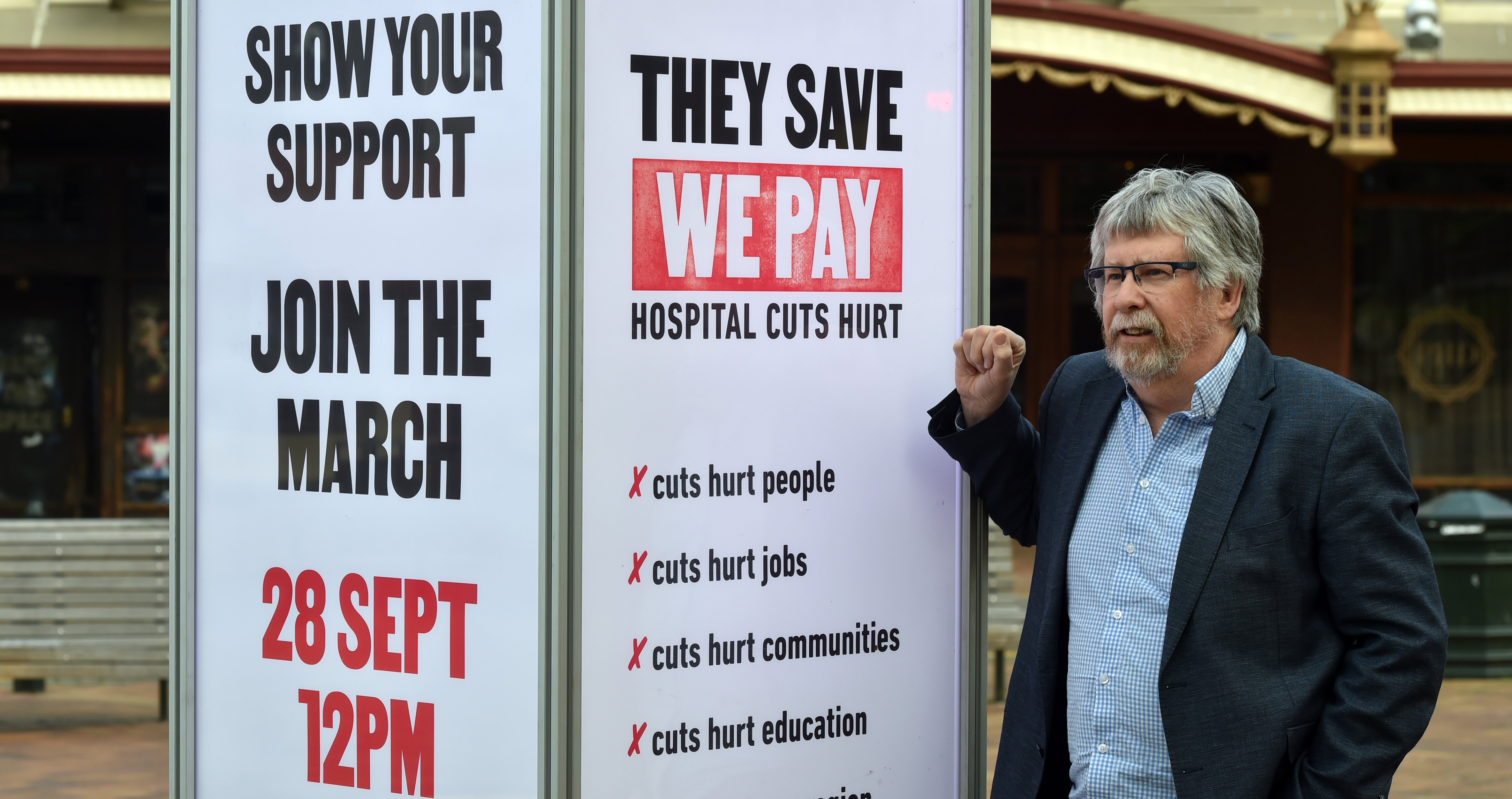 Richard Thomson, pictured in the Octagon yesterday, is looking forward to being part of the march...