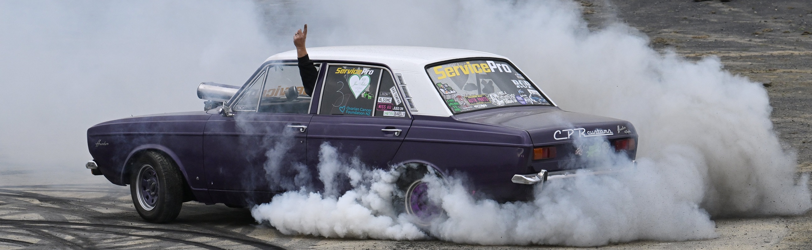 Ginny Woodthorpe, of Christchurch, gets her heart rate up burning the rubber of her husband’s...