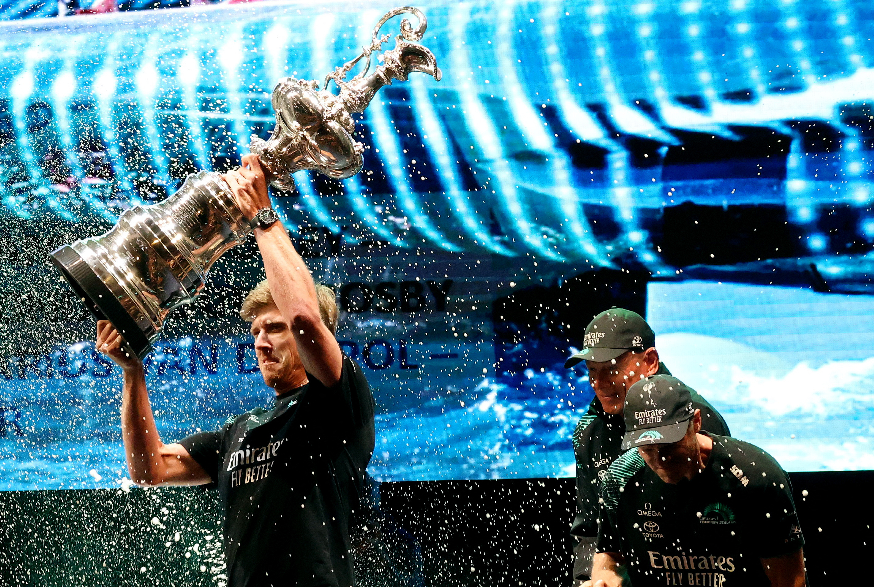 New Zealand captain Peter Burling celebrates winning the America's Cup and is now the most...