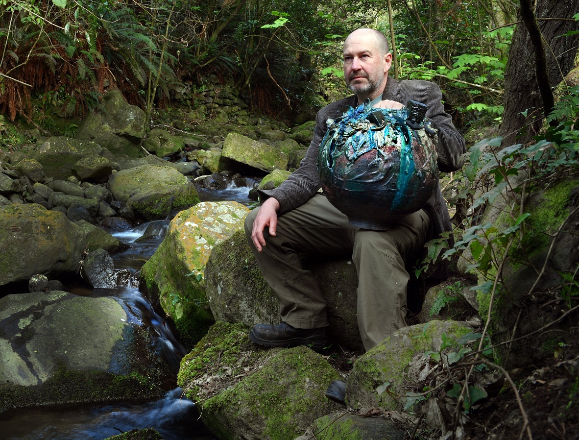 Te Anau sculptor Andrew Hill has captured Fiordland bush in his Korean moon jars. Photo: Stephen...