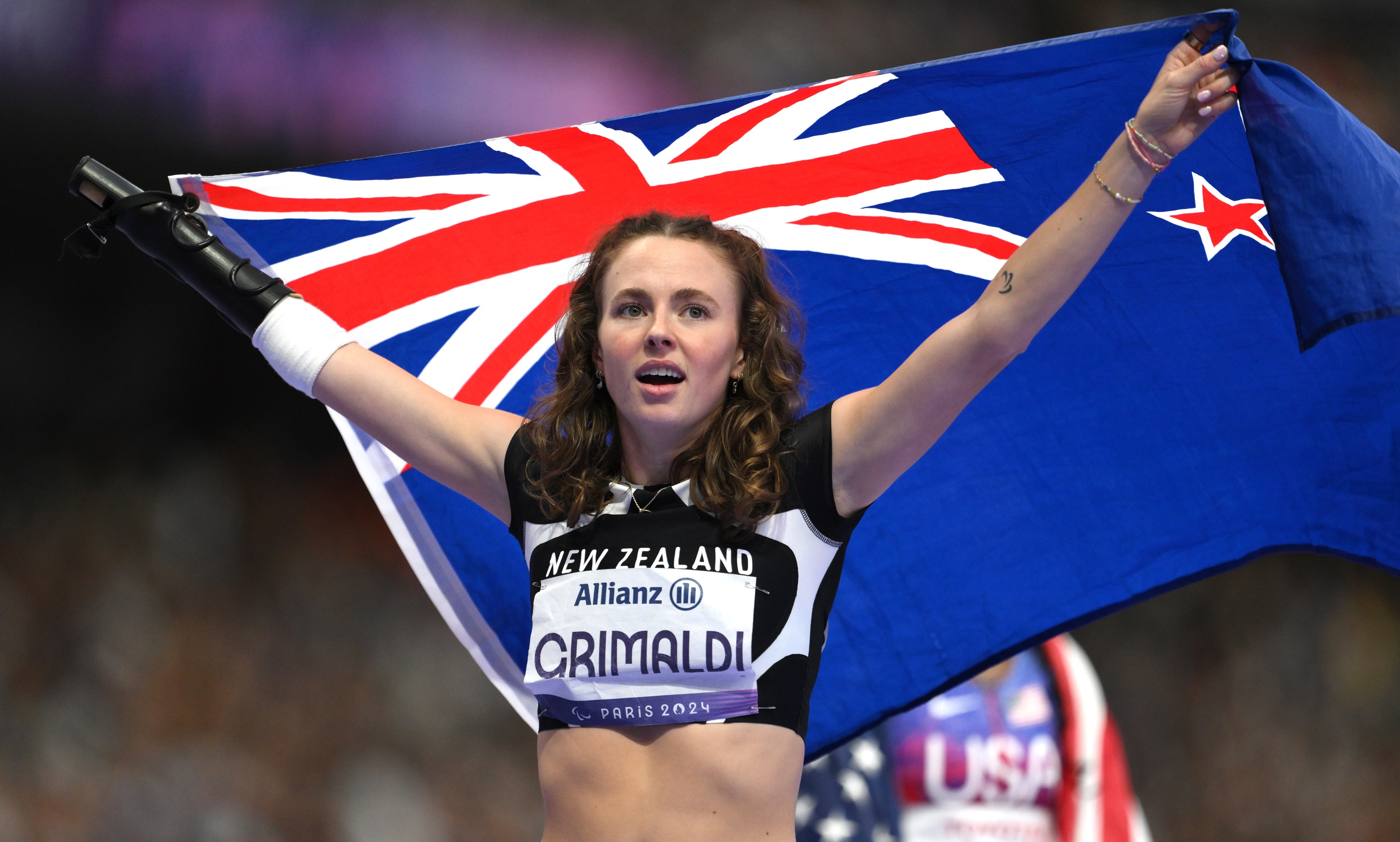 Anna Grimaldi celebrates winning gold in the Women's 200m - T47 Final  at the Paralympic Games....