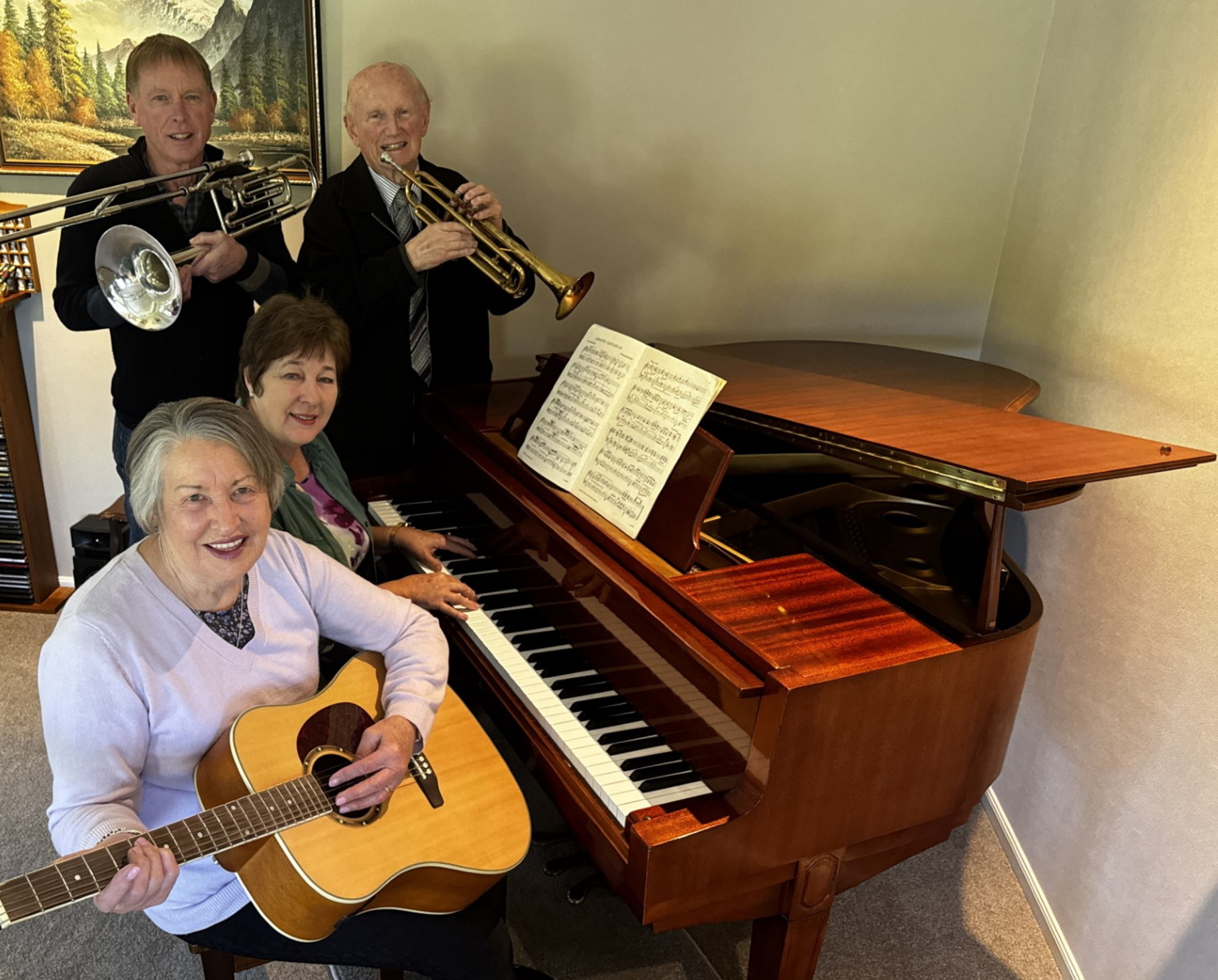 Ashburton Musical Club chair Janice Allen (foreground), committee member Carolie Andrew,...