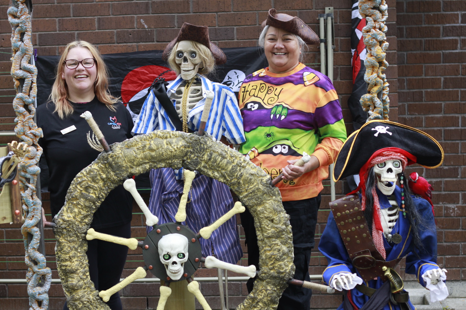 Kylie Moore (left) and Leonie Robinson are preparing for a spooktacular event today in Tinwald....