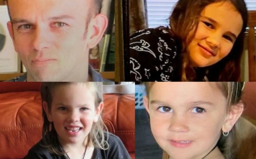 Tom Phillips and the three missing children. Photo: Supplied/NZ Police