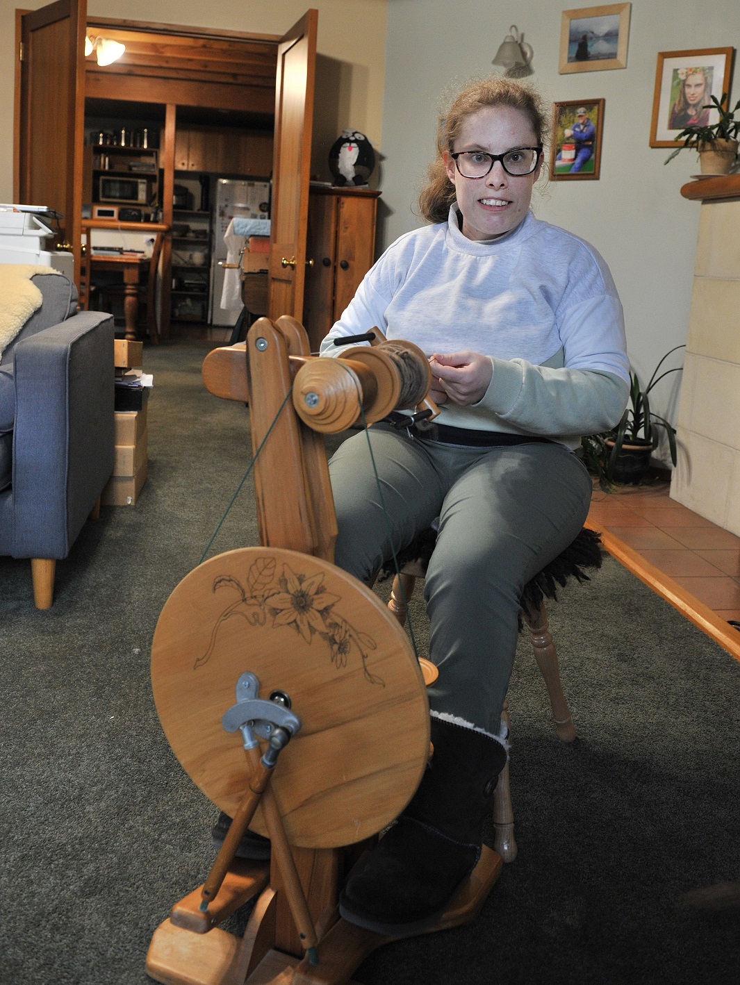 Chardonnay Kyle, 24, enjoys spinning wool at her parents’ Mosgiel home but would rather be mixing...