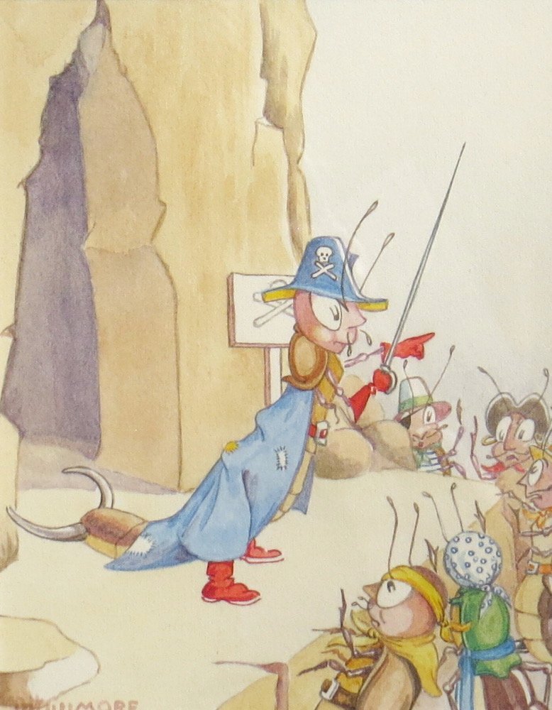 Watercolour painting from Antony Ant and the Earwig Pirates, by D.H. Gilmore.