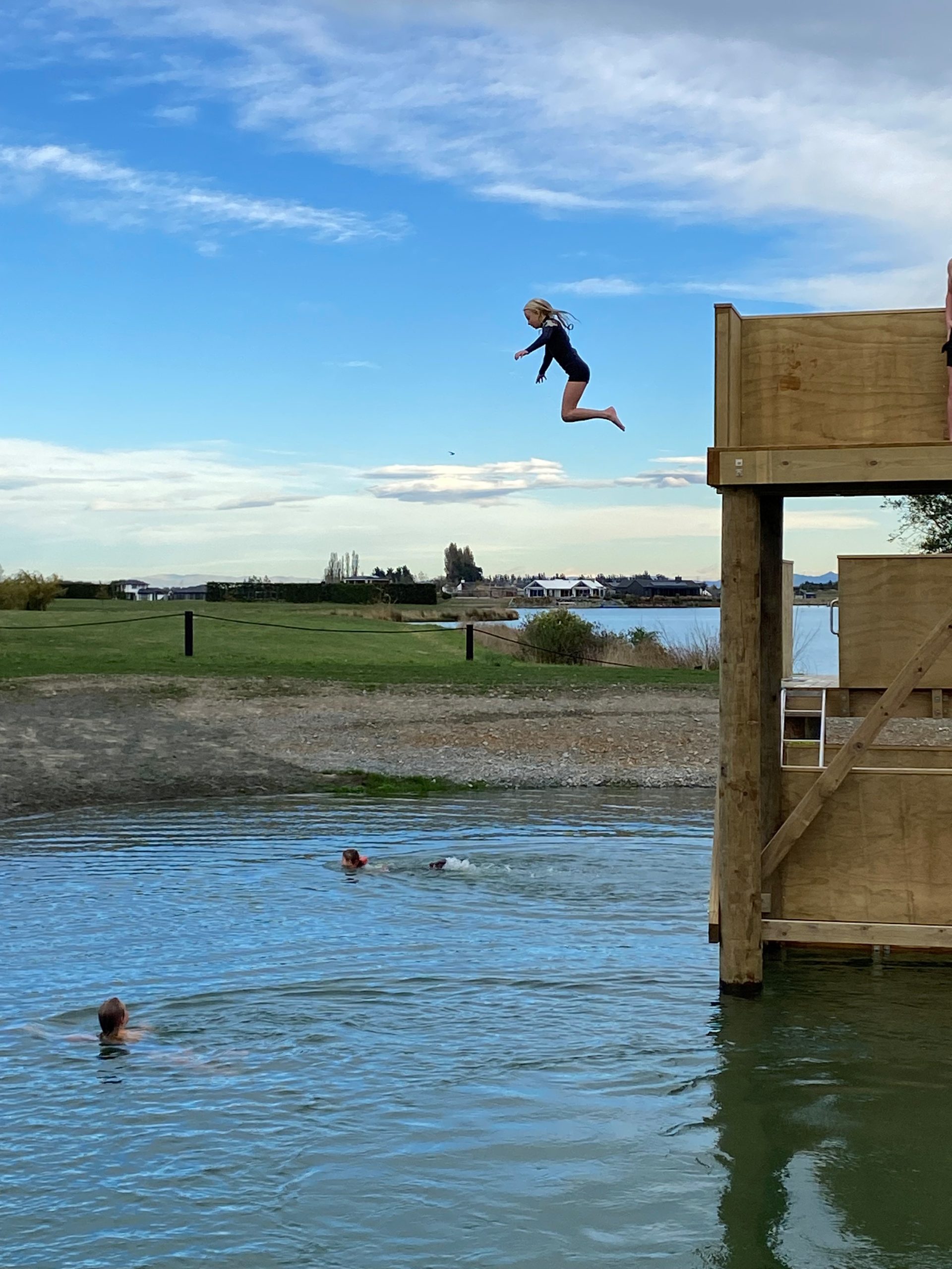 A purpose-built 4m deep dive pond next to Lake Hood was added earlier this year. Photo: Ashburton...