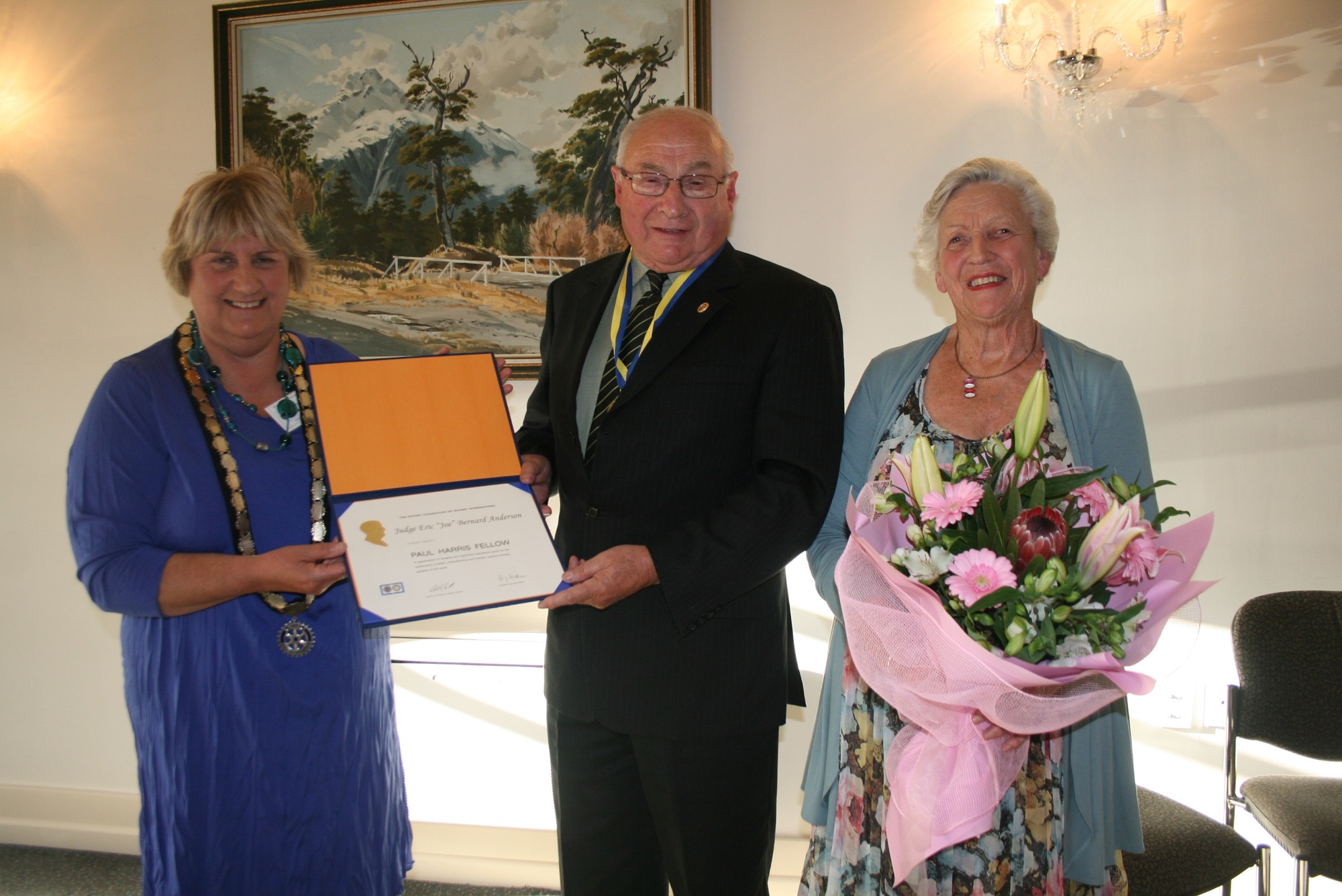 Joe Anderson receives Rotary’s Paul Harris Fellowship. Photo: ODT files