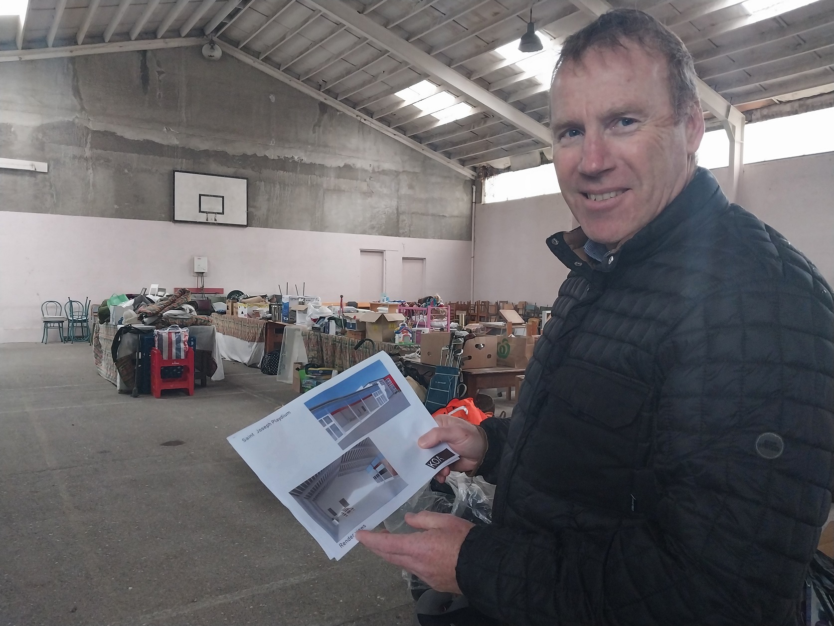 Rev Fr Gerard Aynsley pictured at the playdium where he plans to create a multi-functional space...